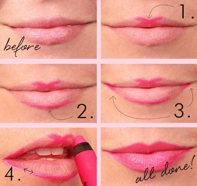 Ženská krása - nalíčené pery a oblúk ruky trick armorbogen make up pery rúž kríž