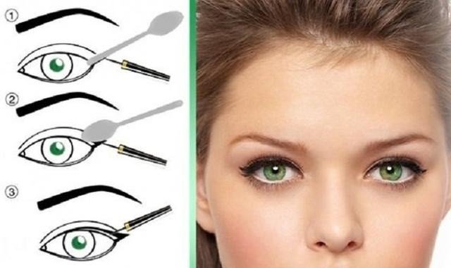 Trik s lyžicou - dokonalá hojdačka v očnej linke očné linky hojdačka očný make-up