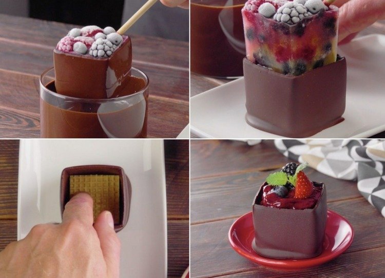 Kocky čokolády recept na sorbet s horkou čokoládou a bobuľami