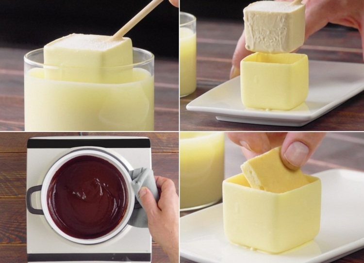 Recept na kocky čokolády s kávovým krémom a bielou čokoládou