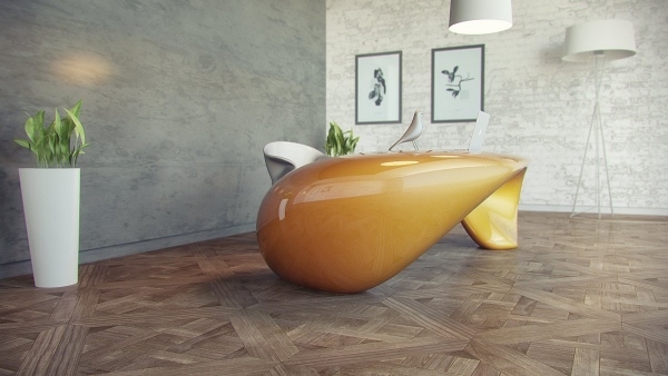 dizajn nábytku trendový interiér turecká kancelária zlatá farba