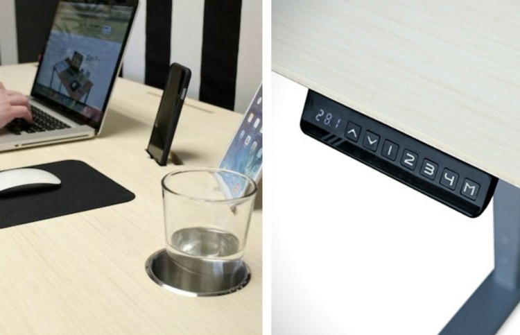 dizajnový stôl nápad nápad výškovo nastaviteľný držiak nápojov oceľ