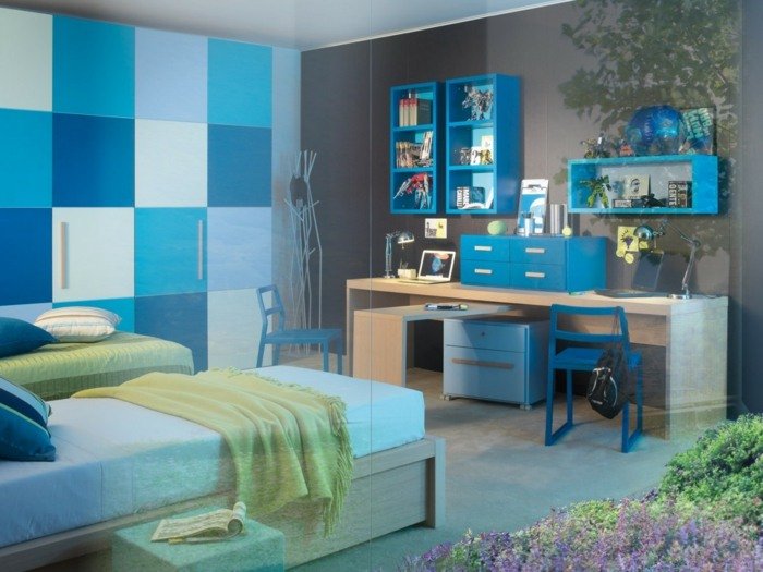 modré nápady na zdobenie detského stola