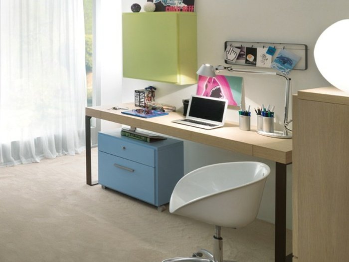 Pracovný stôl pre deti zelený modrý detský nábytok preglejka