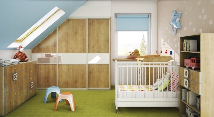 skriňa-strecha-nápady-detská izba-drevené-posuvné-dvere