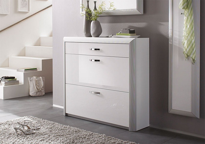 Moderný predsieňový nábytok do chodby - nápady na dizajn Skrinka na topánky biela vysoký lesk moderný dizajnový nábytok