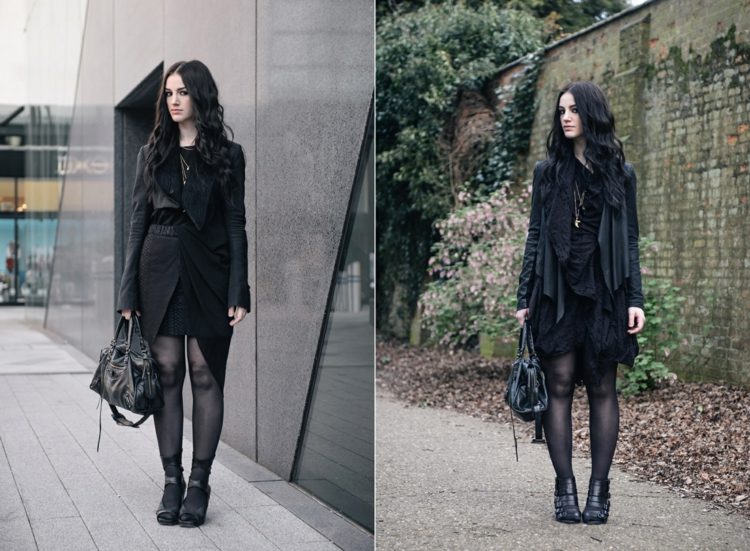 Trendový kokon vyzerá na jar Čierne outfity-Dajte dohromady-Cocoon-Look-Kožená-kabelka