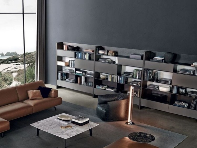 modulárna drevená knižnica Skip by Poliform modulárny-drevený-stenový-regálový-systém-SKIP-Poliform