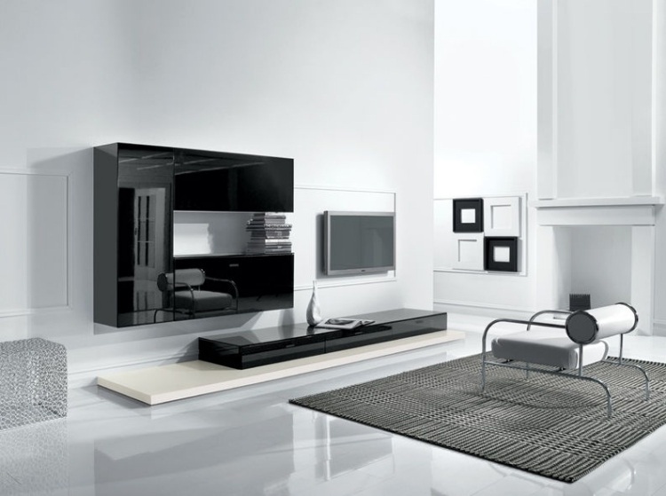 moderná nástenná jednotka s rovnými čiarami Living by Arredo3 moderná-čierna-nástenná-jednotka-s vysokým leskom-ŽIVOT-arredo3