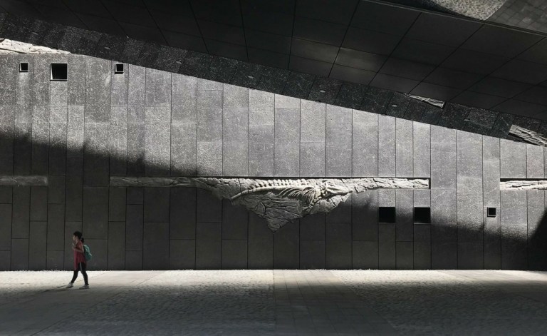 Čierny kameň a dekoratívne prvky v reliéfe v stenách