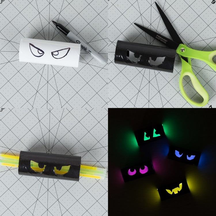 Rolky od toaletného papiera nápady na remeslá Halloween svietiaca dekorácia Parrty