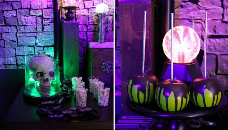 Nápady na párty dekoráciu Haloween v čiernom prevedení urobia z dekorácií Glow in the Dark sami