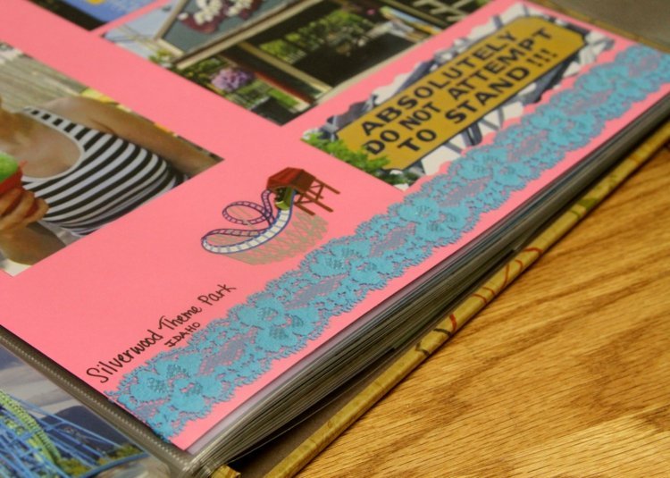 Nápad s ozdobnou stuhou z čipky Scrapbooking-nápady-čipka-stuha-svetlo-modrá-ornament-farba