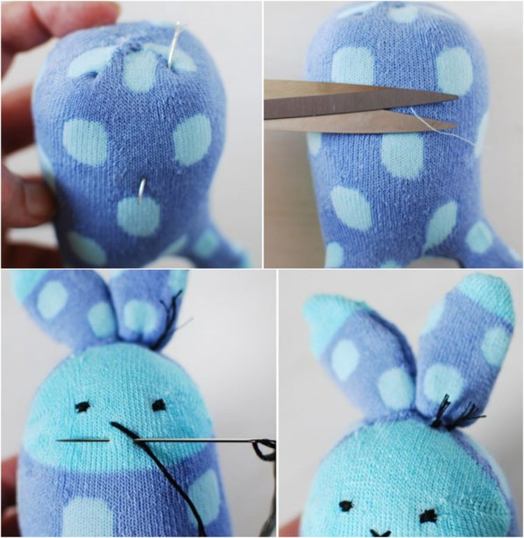drobný králik z ponožiek, vyrobte si plyšové hračky sami