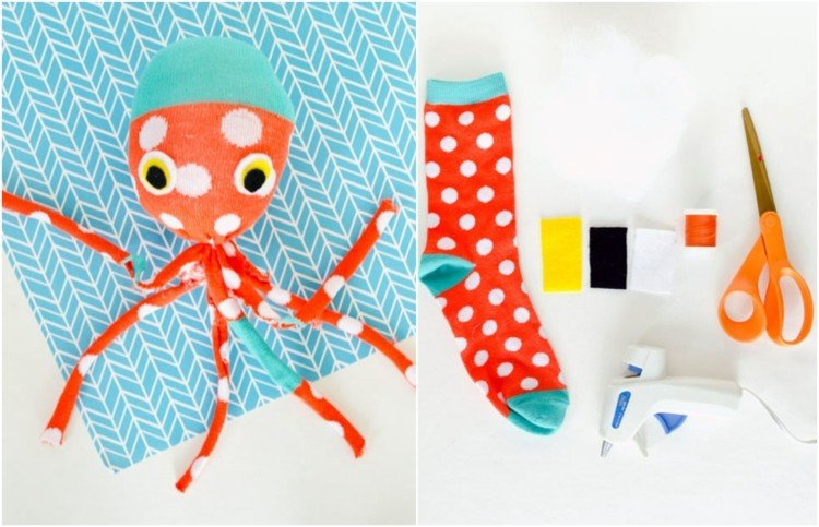 Chobotničky plyšové zvieratká z ponožiek bez šijacieho lepidla