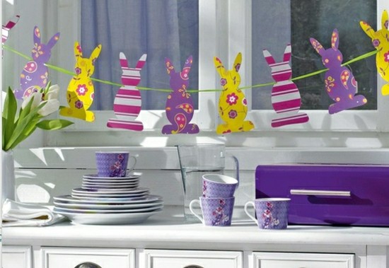 Šablóna remesiel veľkonočného zajaca veniec