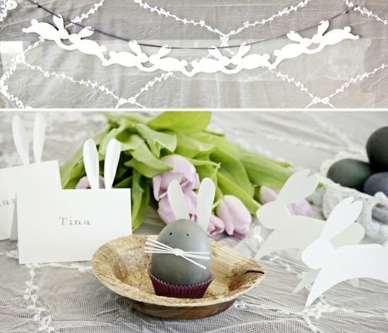 Veľkonočný zajačik girlanda vzor dekorácie na stôl