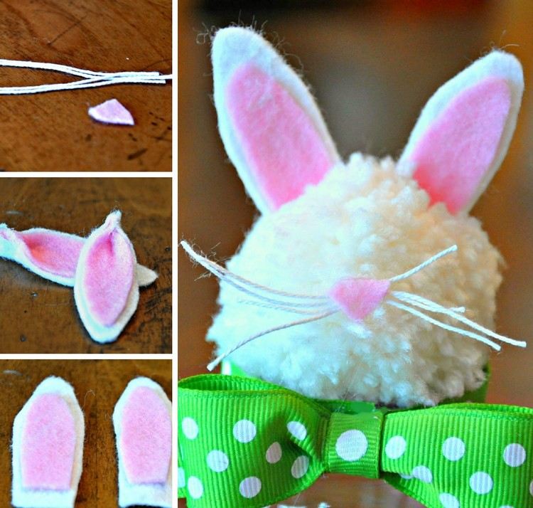 Veľkonočný zajačik drotár pompon hlava cítil uši