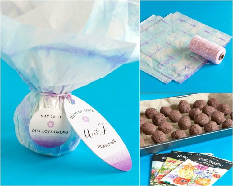 papierové semenné bomby svadobný dar štítok farebný baliaci papier