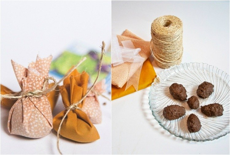 zvyšky tkanín zo šnúrkových semiačok, aby ste si sami balili darček