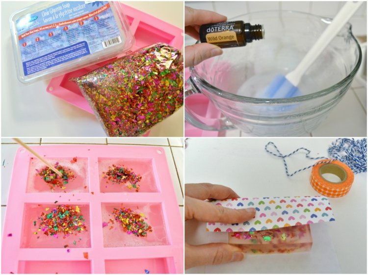 Pridajte esenciálne oleje podľa svojho vkusu Mydlo-vyrobte si-konfety-trblietky-glycerín-drotár