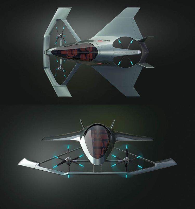 vertikálne vzletové lietadlo 3d ilustrácia pohľad spredu