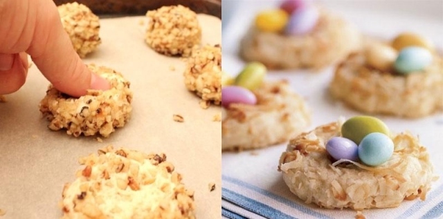 lahodný recept veľkonočné sladkosti dezert sušienky vtáčie hniezdo