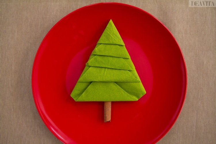 Skladacie obrúsky tyčinka vianočnej jedle zelená škorica