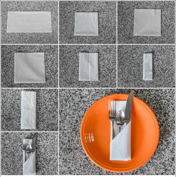 návod-obrúsky-záhyby-vrecko na príbor-jednoduché