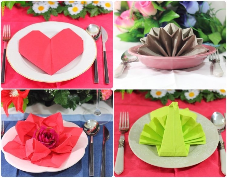 Skladacie obrúsky-papier-srdce-sklad-lotos-kvet-vták