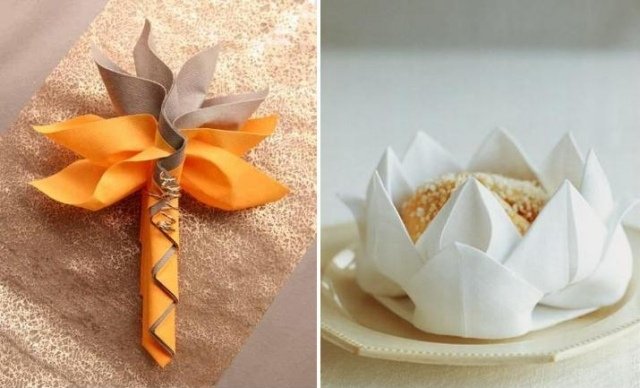 Kvety-optika-obrúsky-nápady-na skladanie-ľalie-kukurice-listy-kytice