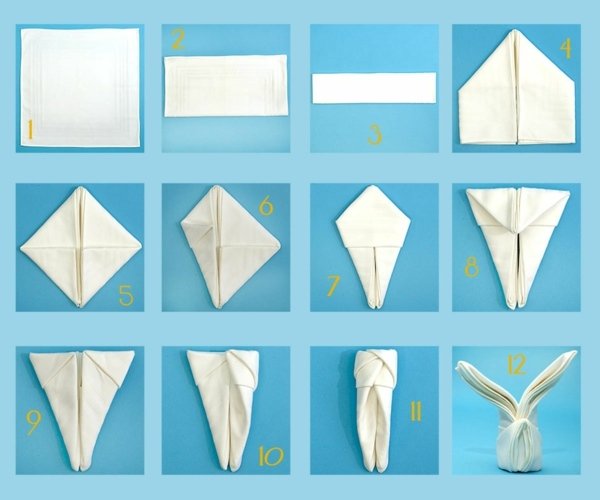 Králičia hlava preložená tkaninou Skladacia svadba so zajačikom