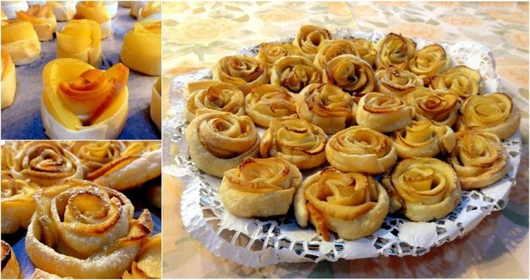 Jablkový a ružový koláč - sladké prstové jedlo v krásnom tvare sweet-finger-food-lístkové cesto-jablko-ruža-tarte-urobte si