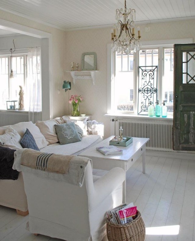 ošarpaný elegantný nábytok do obývačky biele kryty shabby-chic-obývacia izba-nábytok-biele-kryty
