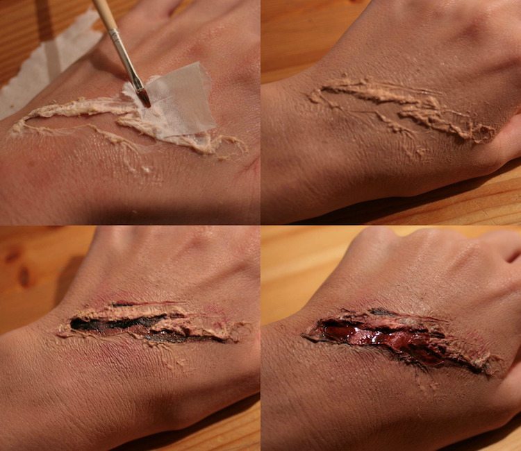 zombie-make-up-makeup-návod-rana-rozrezaná krv