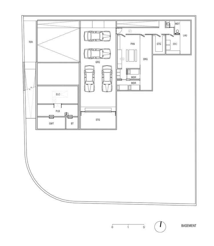 Architektúra garáže domu z masívneho betónu architektúra pohľad vyššie