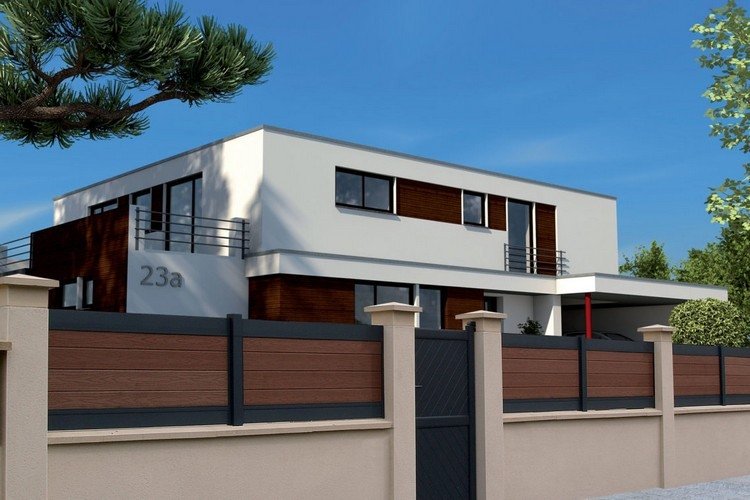 Kombinácia oplotenia múru a súkromného plotu