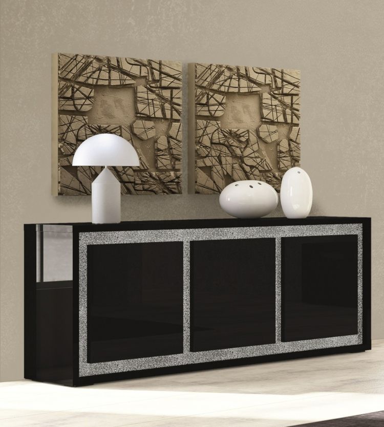 ozdobte príborník vysoko lesklé čiernobiele vázy lampa 3d obrázky