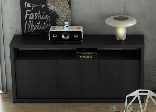 Príborník retro dizajn rádia čierna nástenka