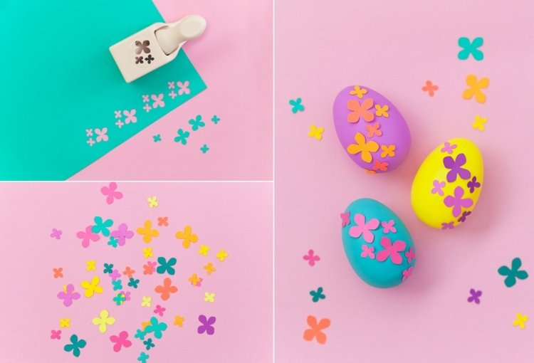 V škôlke jednoducho navrhnite veľkonočné vajíčka - vyrazte motívy a prilepte ich na vajíčka