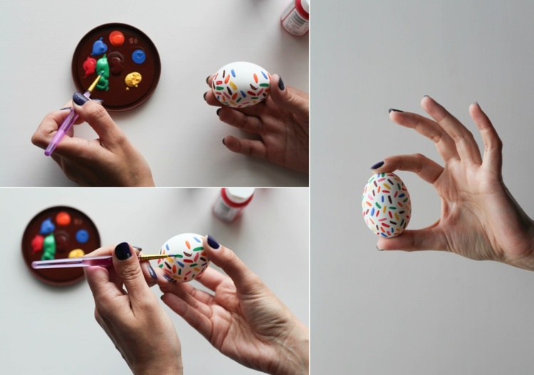 Pokyny na ručné práce pre deti s tenkou kefkou a varenými vajíčkami