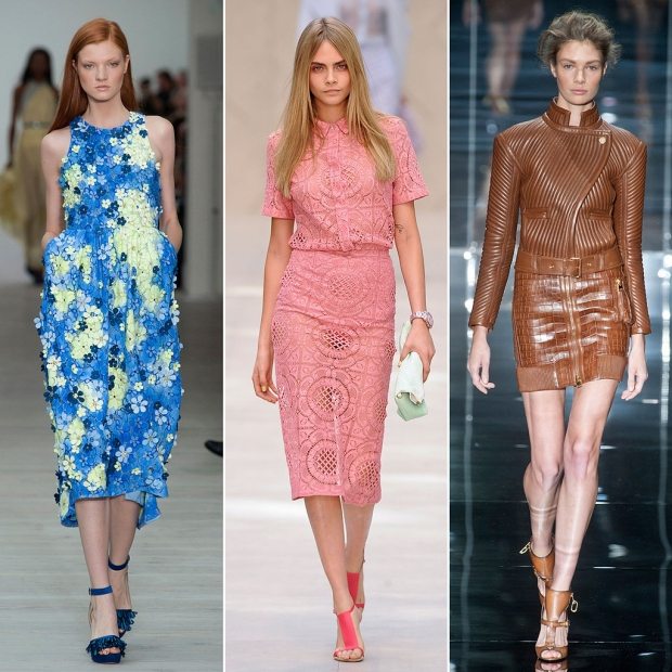 Týždeň módy 2014 Londýnska modrá ružová koža modré ružové kožené nápady na jarný jarný dizajn