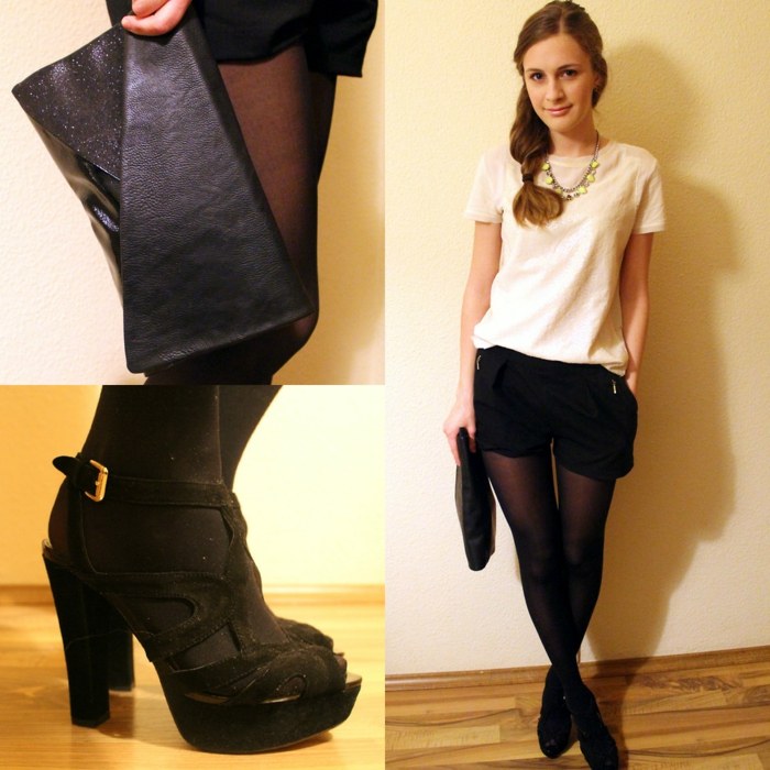 Hodvábna blúzka s náhrdelníkom, mini nohavicami, sandálmi na hrubom podpätku krátke nohavice-blúzka-silové šperky