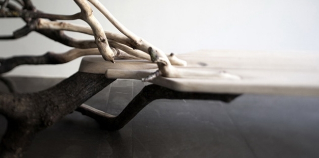 dizajn prírodného dreva, dizajn drevenej lavice, Benjamin Graindorge dizajn prírodného dreva dizajn drevenej lavice od Benjamina Graindorgeho