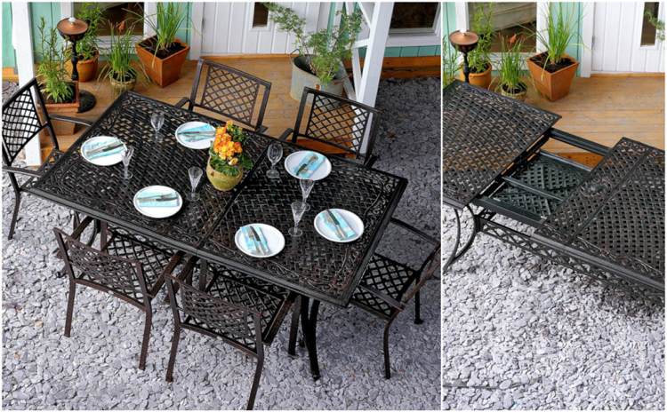 sedadlá-záhrada-kov-jedálenský-stôl-6-osôb-rozťahovací-hliník