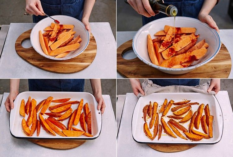 Recept Jamieho Olivera - pečené batáty sladké zemiaky-recepty-jamie-oliver-slané-občerstvenie-pečené-sladké-zemiaky