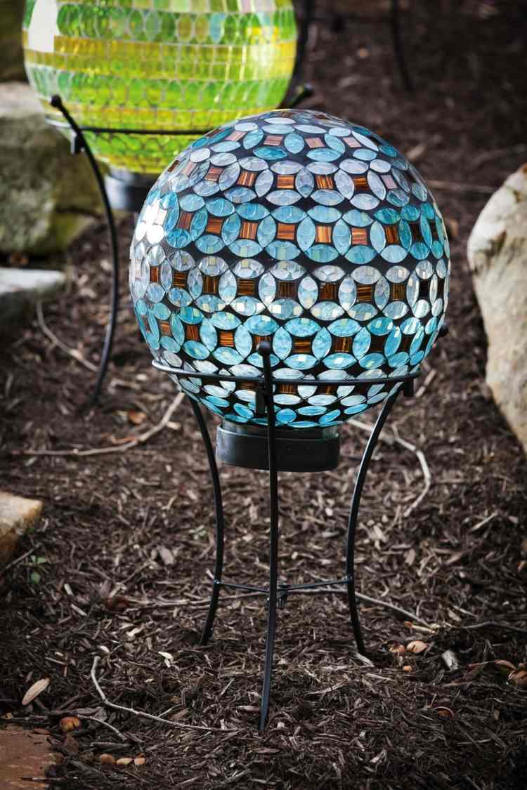 Sférická socha z farebného skla pre LED lampu sochy v záhrade sklenený efekt lampa stojan deco nápad