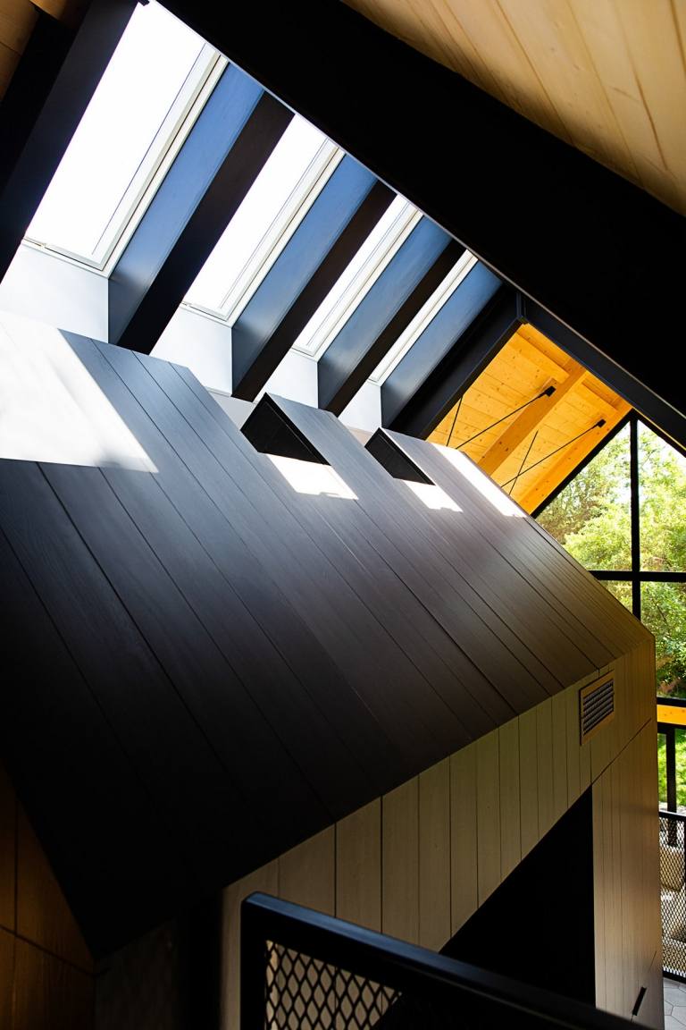 Skylight house čierna stena high -tech chata