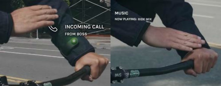 Prehrávajte hudbu, prijímajte hovory a používajte navigačný systém džínsová bunda funkcia inteligentnej technológie cyklista