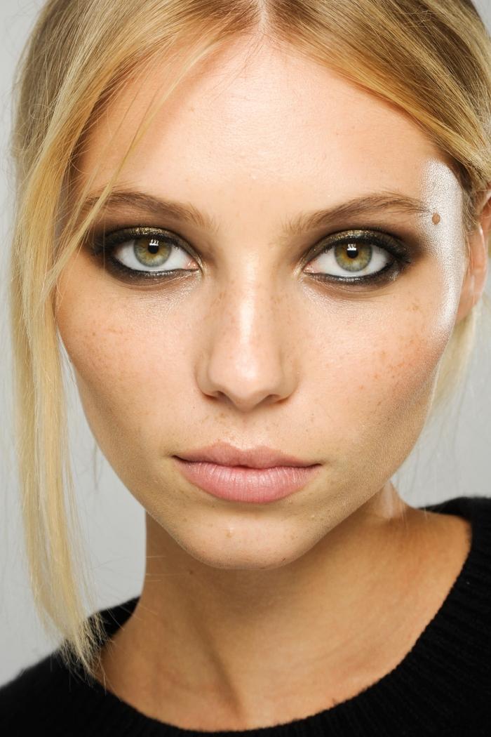 smokey-eye-zlato-hnedo-zelené-oči-pokožka-farebné-pery